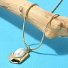 Shell Pearl Polygon Pendant Necklaces NJEW-K255-11G-1