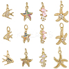 12Pcs 4 Style Brass Micro Pave Cubic Zirconia Pendants KK-BBC0019-51-6