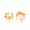Brass Micro Pave Clear Cubic Zirconia Cuff Earrings KK-T074-29G-3