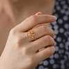 Hollow Out Lotus 304 Stainless Steel Finger Ring for Women RJEW-E073-06G-4