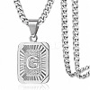 Rectangle with Letter Pattern 304 Stainless Steel Pendant Necklaces FS-WGFC766-03-1