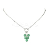 Natural Mixed Gemstone Faceted Cube Beaded Tassel Pendant 304 Stainless Steel Satellite Chain Necklaces for Women NJEW-JN06448-4