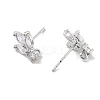 Brass Clear Cubic Zirconia Stud Earring Findings KK-A238-02B-P-2