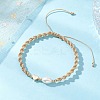 Natural Cultured Freshwater Pearl & Brass & 304 Stainless Steel Beads Braided Bead Bracelets for Women BJEW-JB13109-01-1