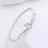 Stainless Steel Micro Pave Cubic Zirconia Bangles DI5619-1-1