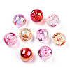 UV Plating Rainbow Iridescent Acrylic Beads OACR-G012-04-3
