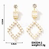 Fashionable Brass Pave Clear Cubic Zirconia Rhombus Stud Earrings TN3941-2-2