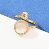 Rotatable Brass Micro Pave Cubic Zirconia Open Rings for Women RJEW-K305-01G-2