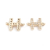 Brass Micro Pave Cubic Zirconia Letter Links ZIRC-I042-16G-H-2