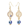 Crystal Rhinestone Dangle Earrings with Enamel Evil Eye EJEW-JE05012-02-2