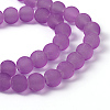 Blue Violet Frosted Round Transparent Glass Bead Strands X-GLAA-S031-8mm-32-2