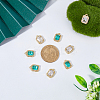8Pcs 2 Colors Octagon Rectangle Brass Micro Pave Cubic Zirconia Charms KK-DC0002-81-3