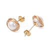 Brass Wired & Plastic Imitation Pearl Ear Studs EJEW-JE06123-4