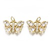 Brass Micro Pave Clear Cubic Zirconia Pendants KK-S061-70G-NR-1