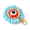 12 Pcs Resin Glass Seed Beaded Pendants PALLOY-MZ00301-5