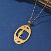 201 Stainless Steel Hollow Rugby Pendant Necklaces NJEW-D318-01G-2