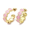 Smiling Face Real 18K Gold Plated Brass Stud Earrings EJEW-L268-016G-02-1