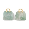 Natural Green Aventurine Brass Pendants KK-E274-01G-14-7