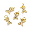 Real 18K Gold Plated Brass Micro Pave Clear Cubic Zirconia Charms KK-E068-VB452-X-4