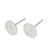 Non-Tarnish 304 Stainless Steel Flat Round Blank Peg Stud Earring Findings A-STAS-S028-37-1
