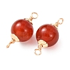 Natural Carnelian Round Links Connector Charms KK-Z152-04G-01-2