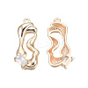 Brass Pave Clear Cubic Zirconia Pendants KK-N232-442LG-1