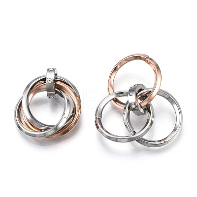 Ion Plating(IP) 201 Stainless Steel Interlocking Ring Pendants STAS-N099-01RG-1