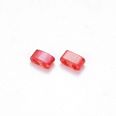FGB 2-Hole Baking Paint Transparent Glass Seed Beads SEED-S031-M-254-1
