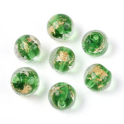 Handmade Gold Foil Glass Beads LAMP-C004-03I-1