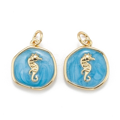 Brass Enamel Pendants KK-A155-08G-1