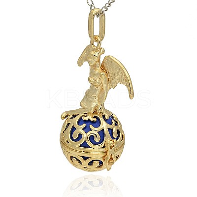 Golden Tone Brass Hollow Round Cage Pendants KK-J242-10G-1