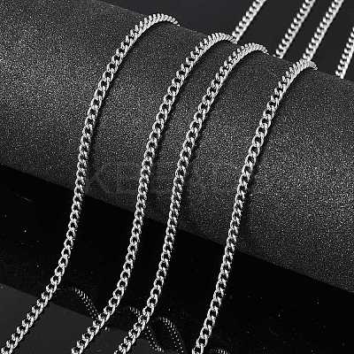 Tarnish Resistant 304 Stainless Steel Curb Chains STAS-M032-4mm-51P-1