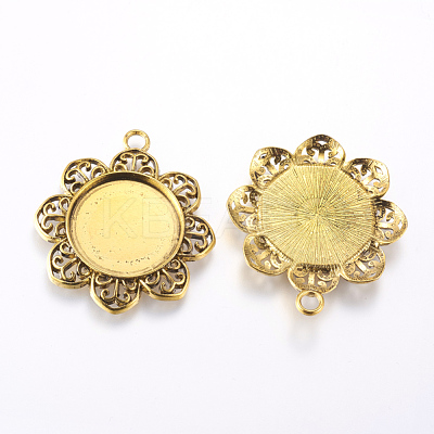 Tibetan Style Pendant Cabochon Settings X-TIBE-A21387-AG-FF-1