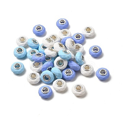 Spray Painted Faceted Resin European Beads RESI-C063-02D-1