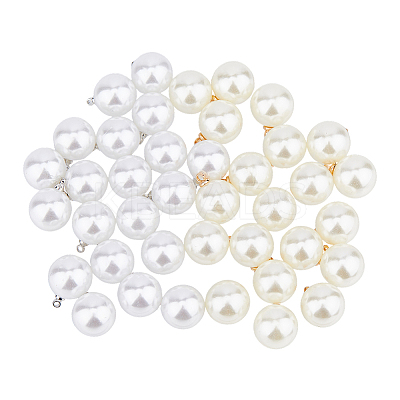 40Pcs 2 Colors Pearl Buttons Round Pearl Bridal Buttons FIND-DC0005-69-1