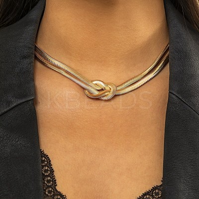 Iron Snake Chain Knot Necklaces for Women NJEW-G167-01G-1-1