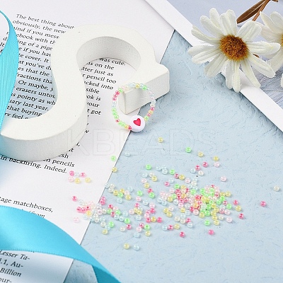 4800Pcs 6 Colors 12/0 Imitation Jade Glass Seed Beads SEED-YW0001-30-1