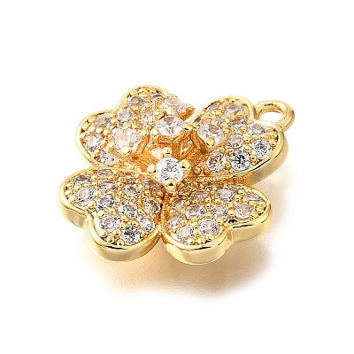 Brass Micro Pave Clear Cubic Zirconia Pendants KK-U065-02C-G-1