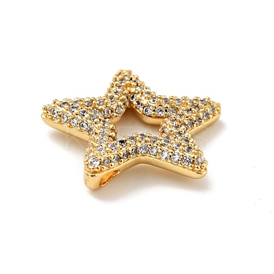 Rack Plating Brass Micro Pave Cubic Zirconia Linking Rings KK-D078-02G-02-1