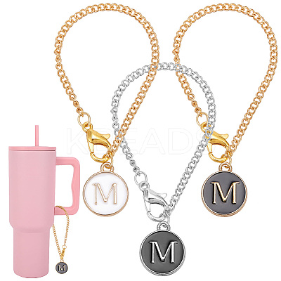 Flat Round with Letter Alloy Enamel Wine Glass Charms AJEW-AB00184-13-1