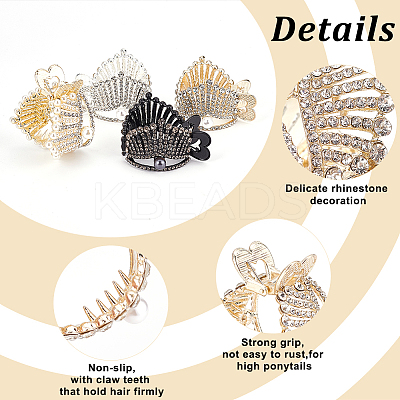 4Pcs 4 Style Lovely Pearl Rhinestone Claw Hair Clips PHAR-CP0001-05-1