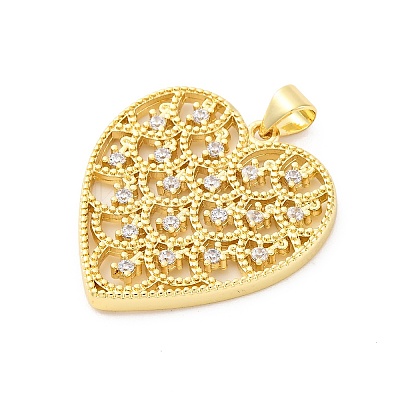 Brass Micro Pave Cubic Zirconia Pendants KK-D325-31G-1