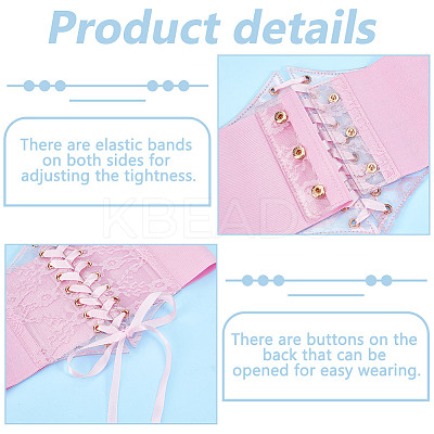 PVC Lace Up Elastic Corset Belts with Polyester Ribbon for Women AJEW-WH0678-79B-1
