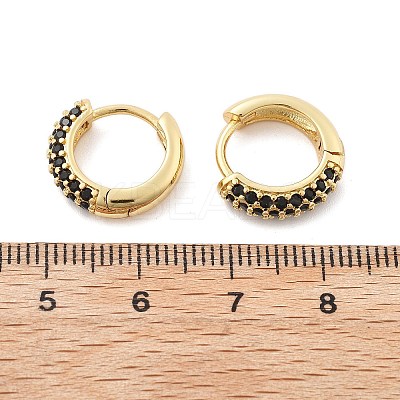 Brass Micro Pave Cubic Zirconia Huggie Hoop Earrings EJEW-R144-004A-NF-1