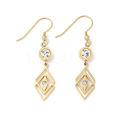 304 Stainless Steel Rhombus Dangle Earrings EJEW-Z129-12G-02-1