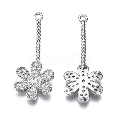 Brass Micro Pave Clear Cubic Zirconia Pendants ZIRC-S069-004P-1