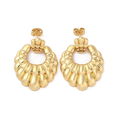 Real 18K Gold Plated Brass Dangle Stud Earrings EJEW-P252-07C-G-1