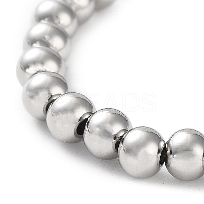 Non-Tarnish 316 Surgical Stainless Steel Round Beaded Stretch Bracelets BJEW-M305-01D-P-1