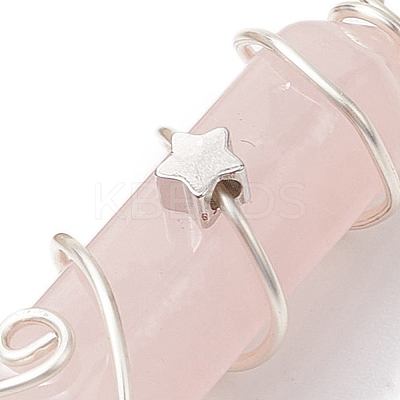 Natural Rose Quartz Double Terminal Pointed Pendants PALLOY-JF02673-03-1