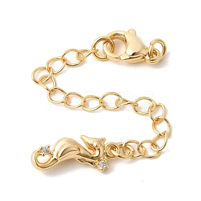 Brass Micro Pave Clear Cubic Zirconia Chain Extender KK-Z149-07G-1